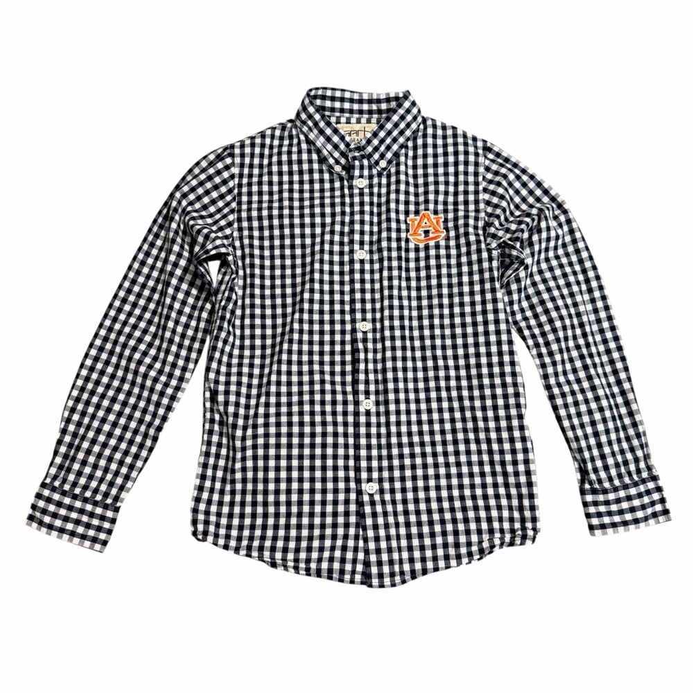 Garb Youth Auburn University Button Down | Navy "Lucas" Gingham | Size M (7-8)